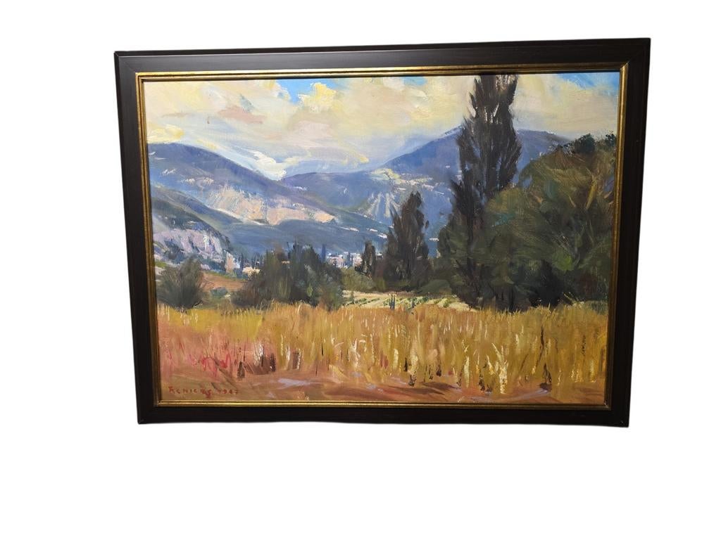 Schilderij. De Provence " le vent du Sud".gesigneerd., Antiek en Kunst, Ophalen of Verzenden