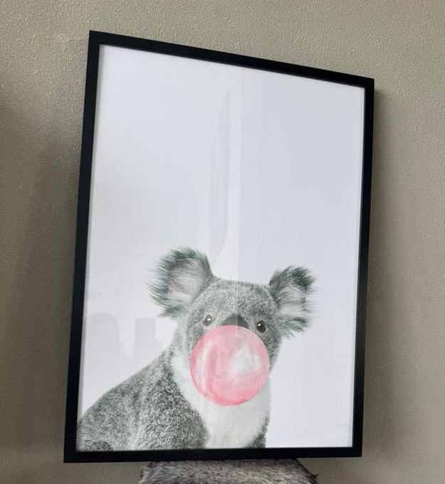 Grote zwarte fotolijst met poster 50x70, Huis en Inrichting, Woonaccessoires | Lijsten, Ophalen, Kunststof, Zo goed als nieuw