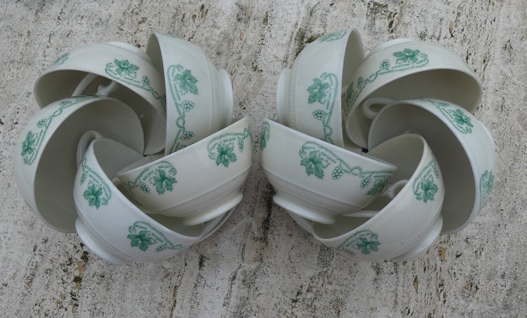 MOSA Theeservies met Groene Druiven Ranken, Antiek en Kunst, Antiek | Servies compleet, Ophalen of Verzenden