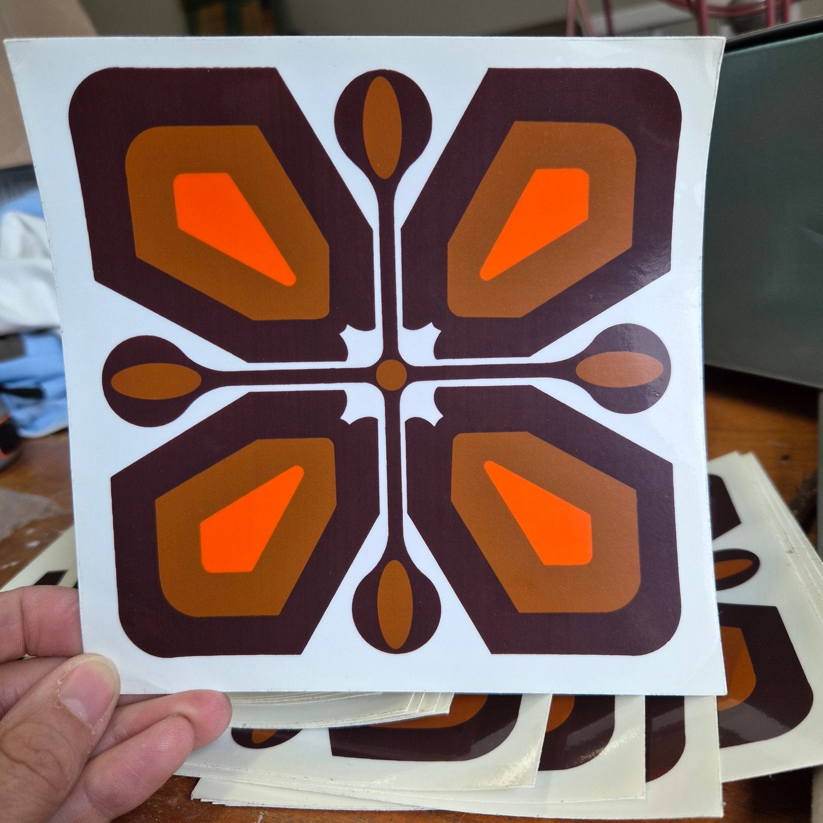 Originele Vintage Tegelstickers Jaren 70  15x15 cm  21 stuks, Ophalen of Verzenden