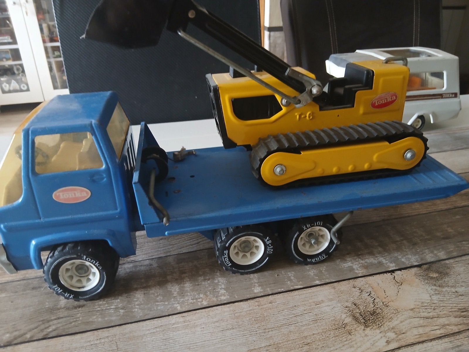 Zeldzame Tonka flad bed met bulldozer, Ophalen of Verzenden, Gebruikt