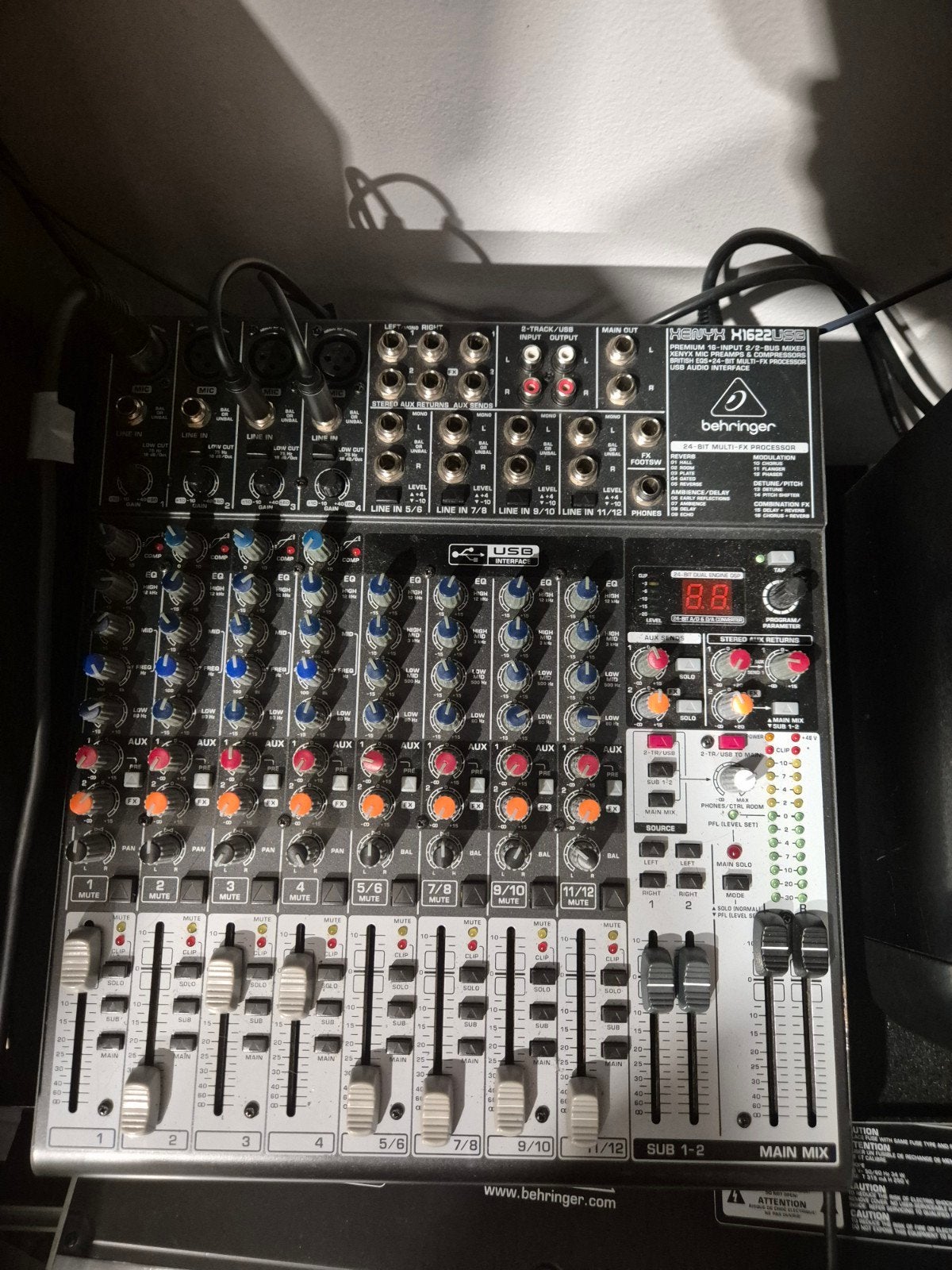 Behringer Xenyx X1622USB FX Mixer- Studio/Live Audio/Podcast, Ophalen of Verzenden, Gebruikt, 10 tot 20 kanalen, Microfooningang