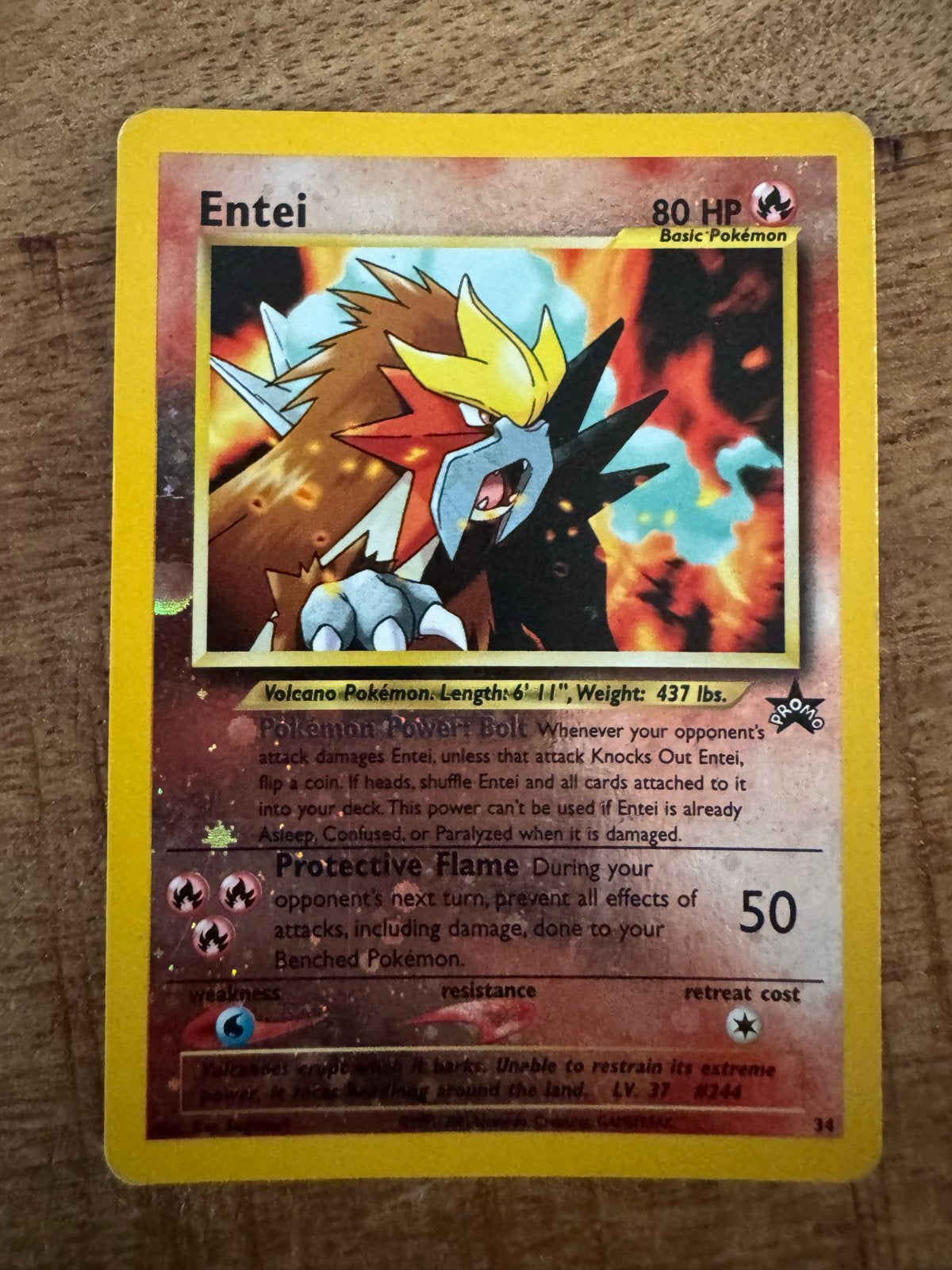 Pokémon Entei Promo Kaart - Wizards Black Star Promo #34, Ophalen of Verzenden, Losse kaart