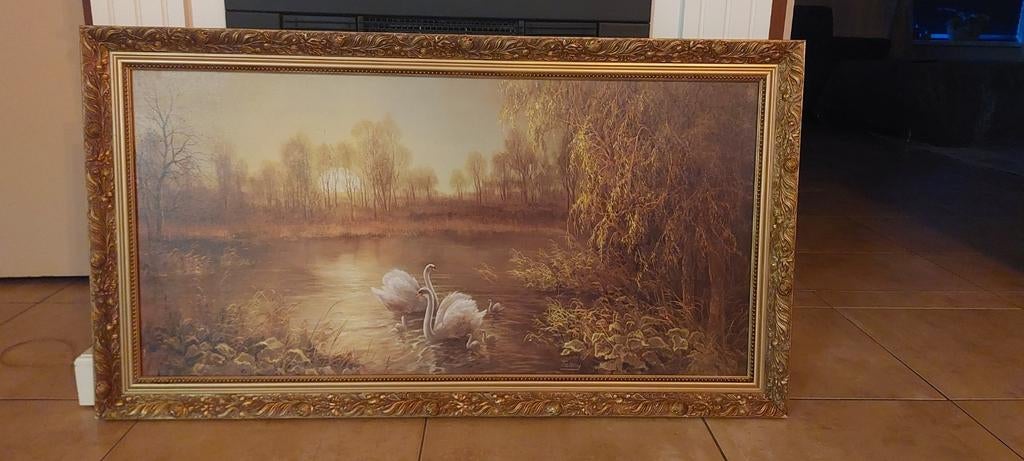 Schilderij met zwanen en landschap, Ophalen