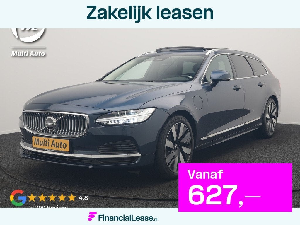 Volvo V90 T6 AWD Plus Bright LONG RANGE PHEV 350pk Dealer O., Automaat, Zwart, 4 cilinders, 1969 cc
