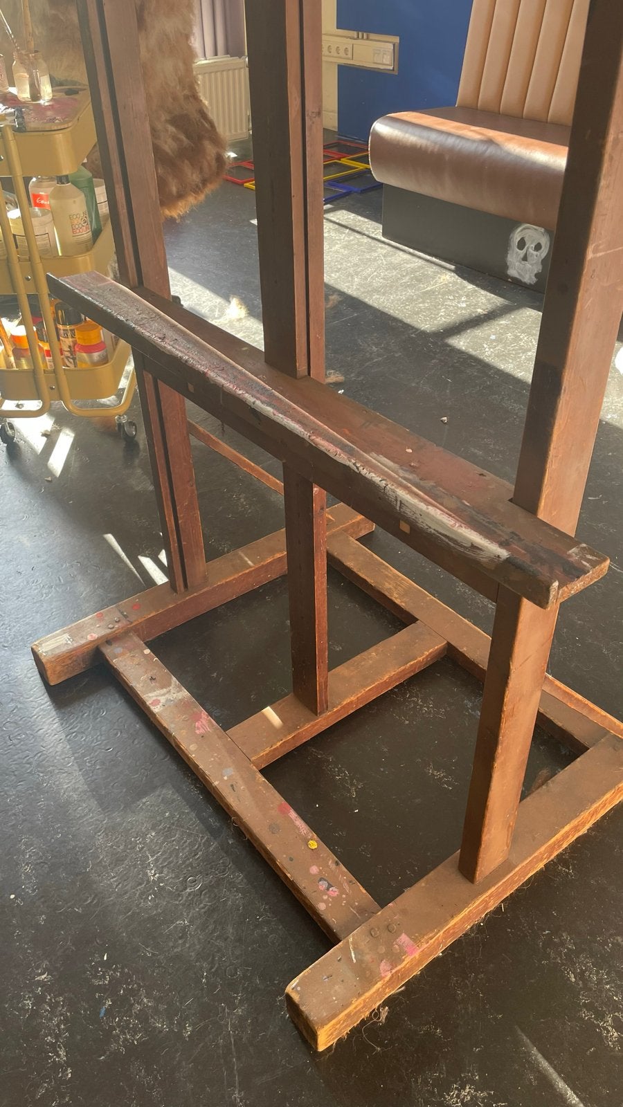 Groot houten schildersezel, stevig en verstelbaar, Hobby en Vrije tijd, Schilderen, Ophalen, Gebruikt, Ezel