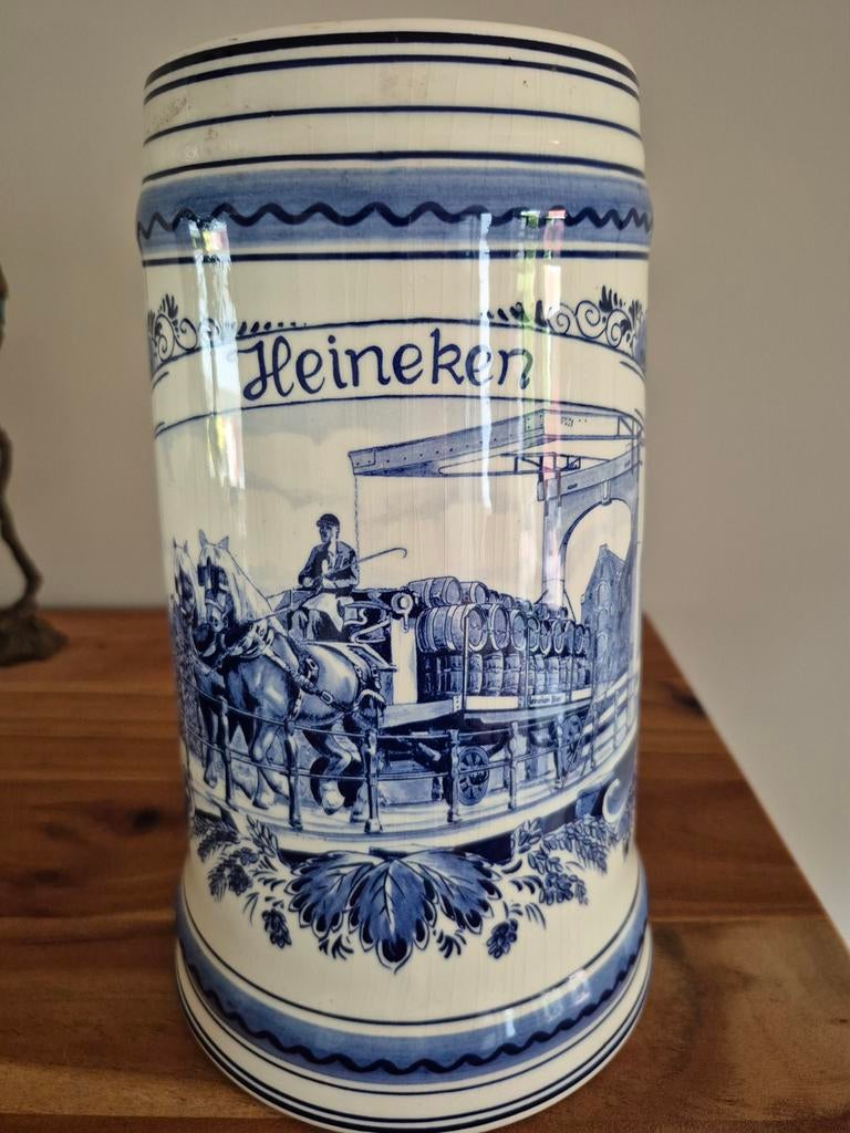 XXL Delftsblauwe Heineken Bierpul - 26 cm hoog, Ophalen of Verzenden