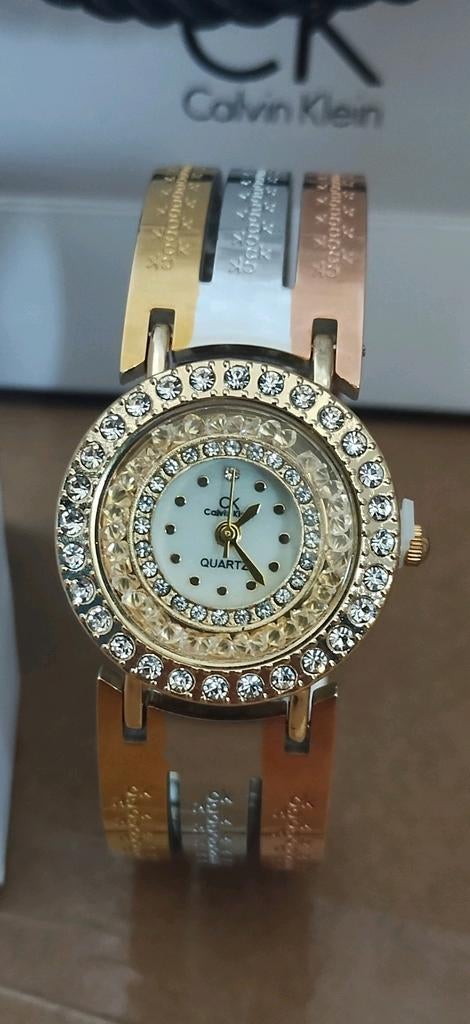 Calvin Klein Horloge Dames - Goudkleurig met Strass, Overige merken, Overige materialen, Polshorloge, Overige materialen