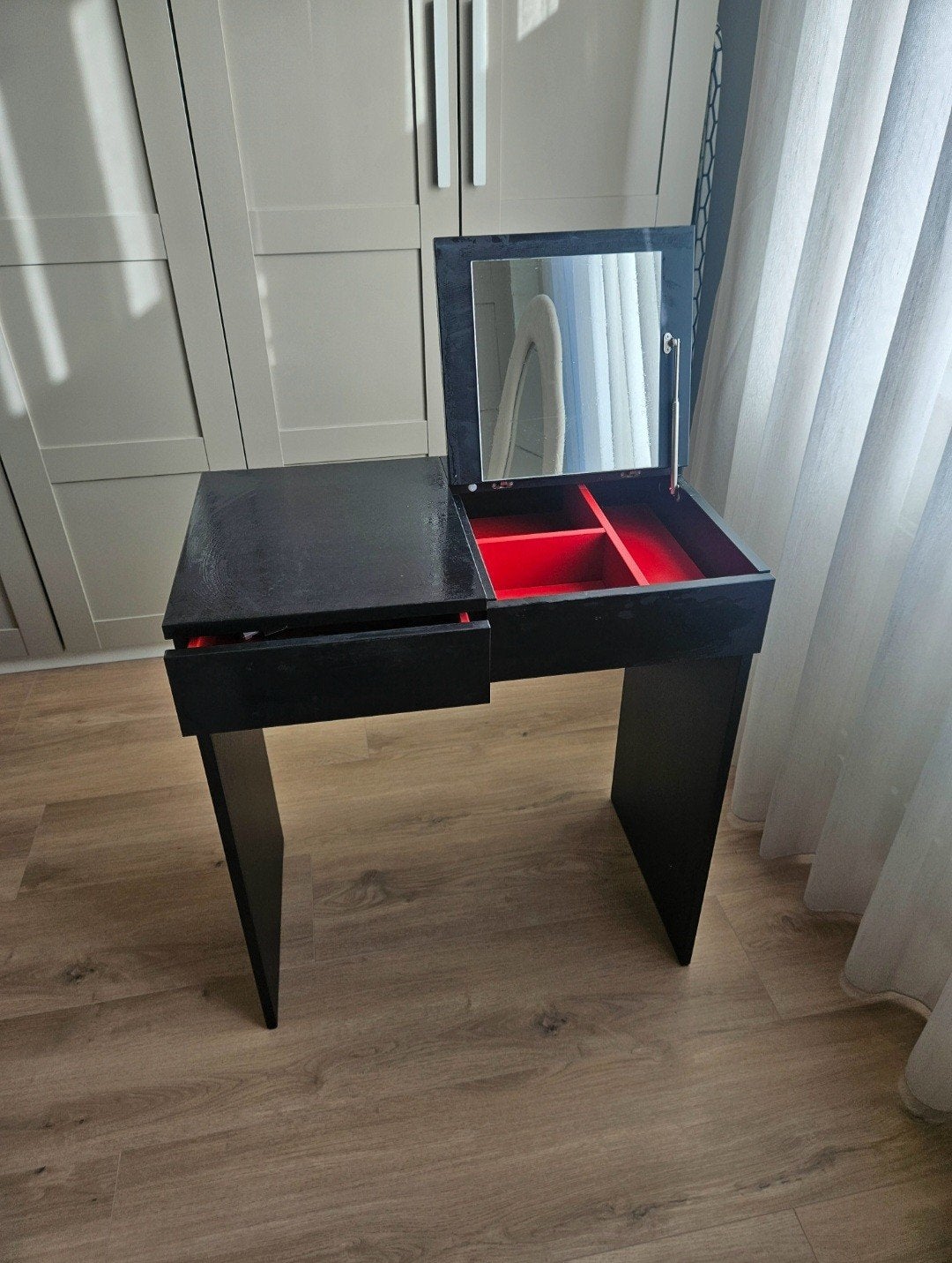 Make up tafel zwart met spiegel, IKEA, Ophalen of Verzenden, 50 tot 100 cm, Minder dan 100 cm