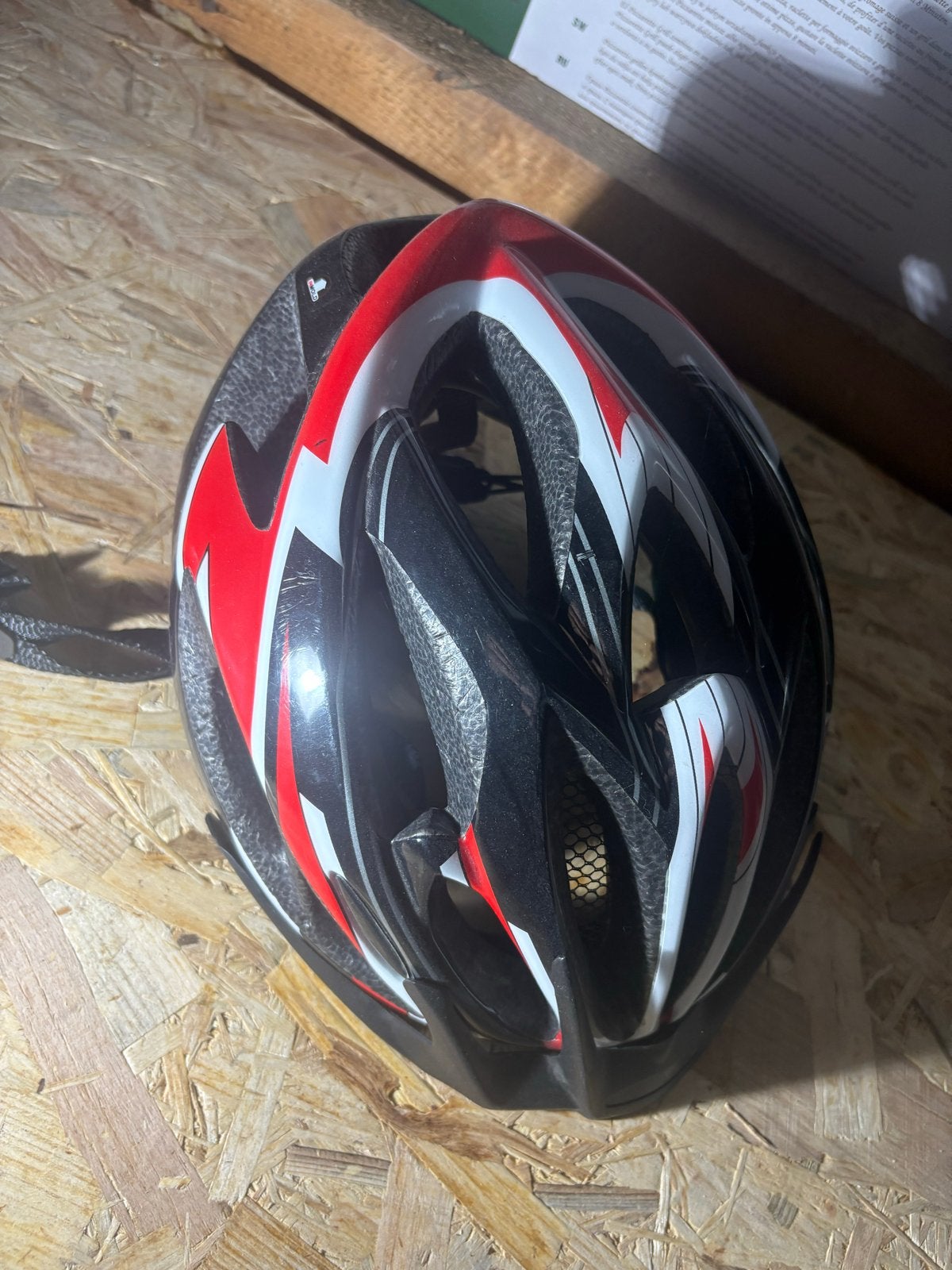 Fietshelm zwart/rood/wit, maat M/L (54-59cm), Fietsen en Brommers, Ophalen of Verzenden, Gebruikt, M, Heer of Dame
