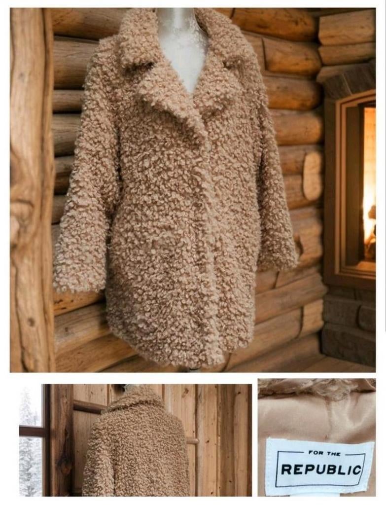 For the Republic Teddy Coat XL - Heerlijk Warm!, Verzenden, For the Republic, Beige, Maat 46/48 (XL) of groter