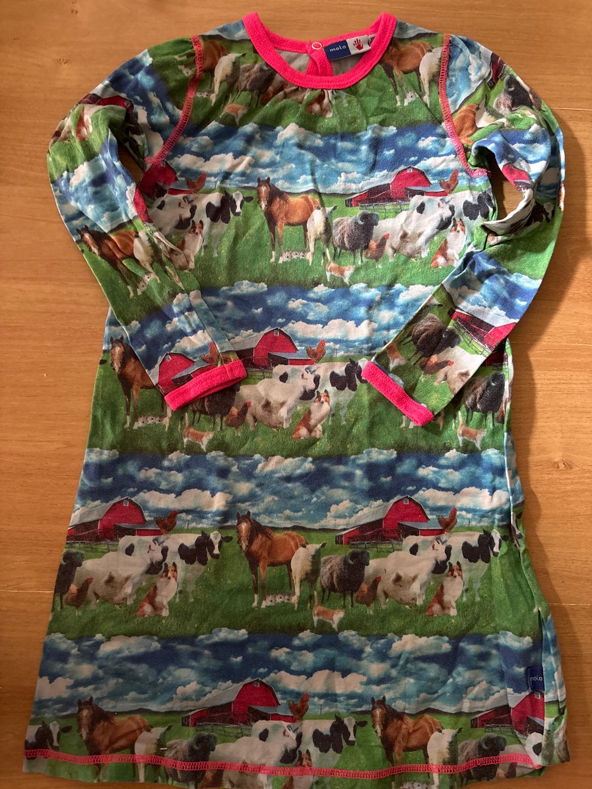 Molo Jurk met boerderijprint - Maat 110/116, Ophalen of Verzenden, Gebruikt, Meisje, Jurk of Rok