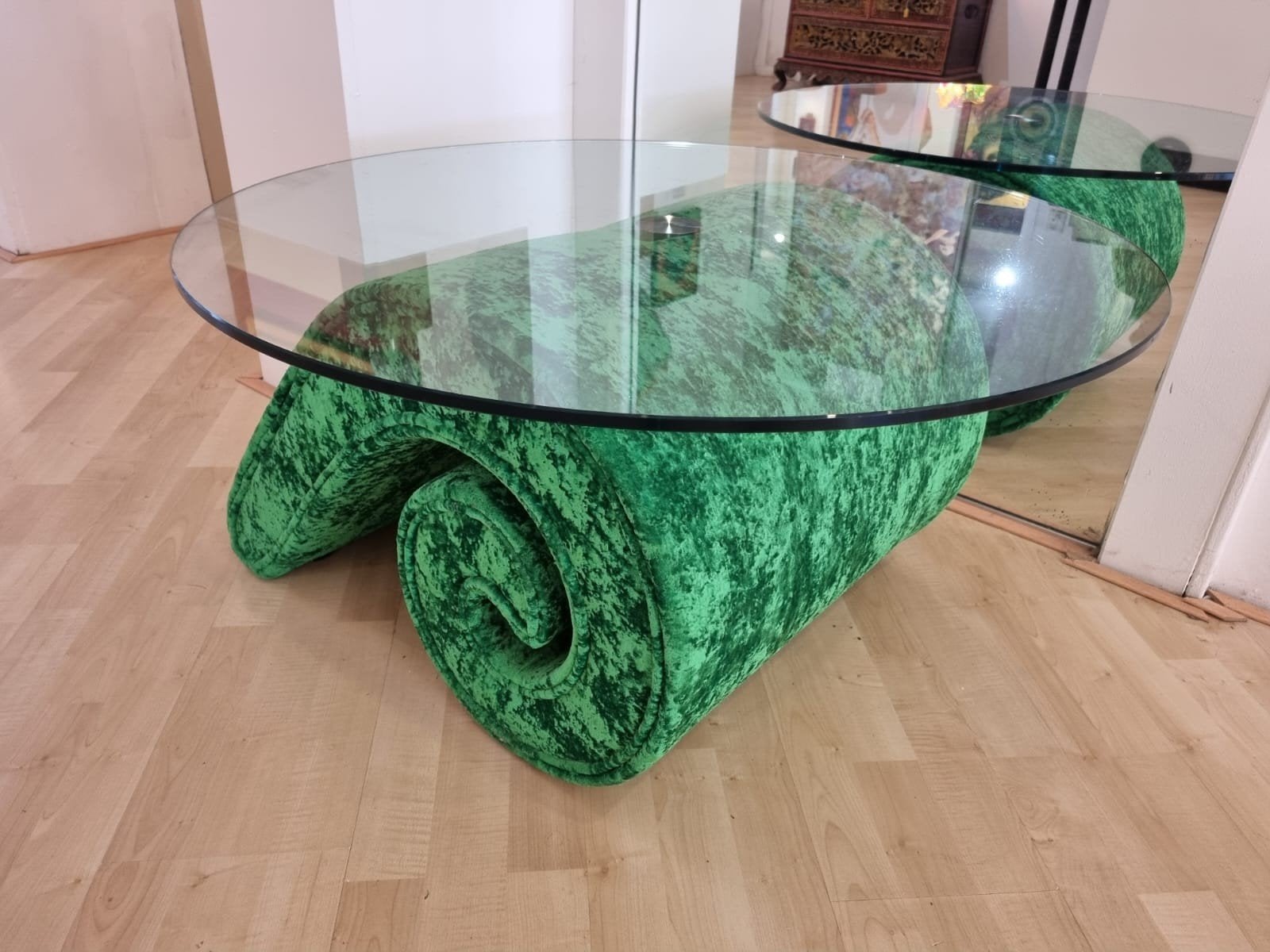 Unieke Groene Bretz Salontafel, Ophalen, 50 – 75, 50 tot 100 cm, Rond