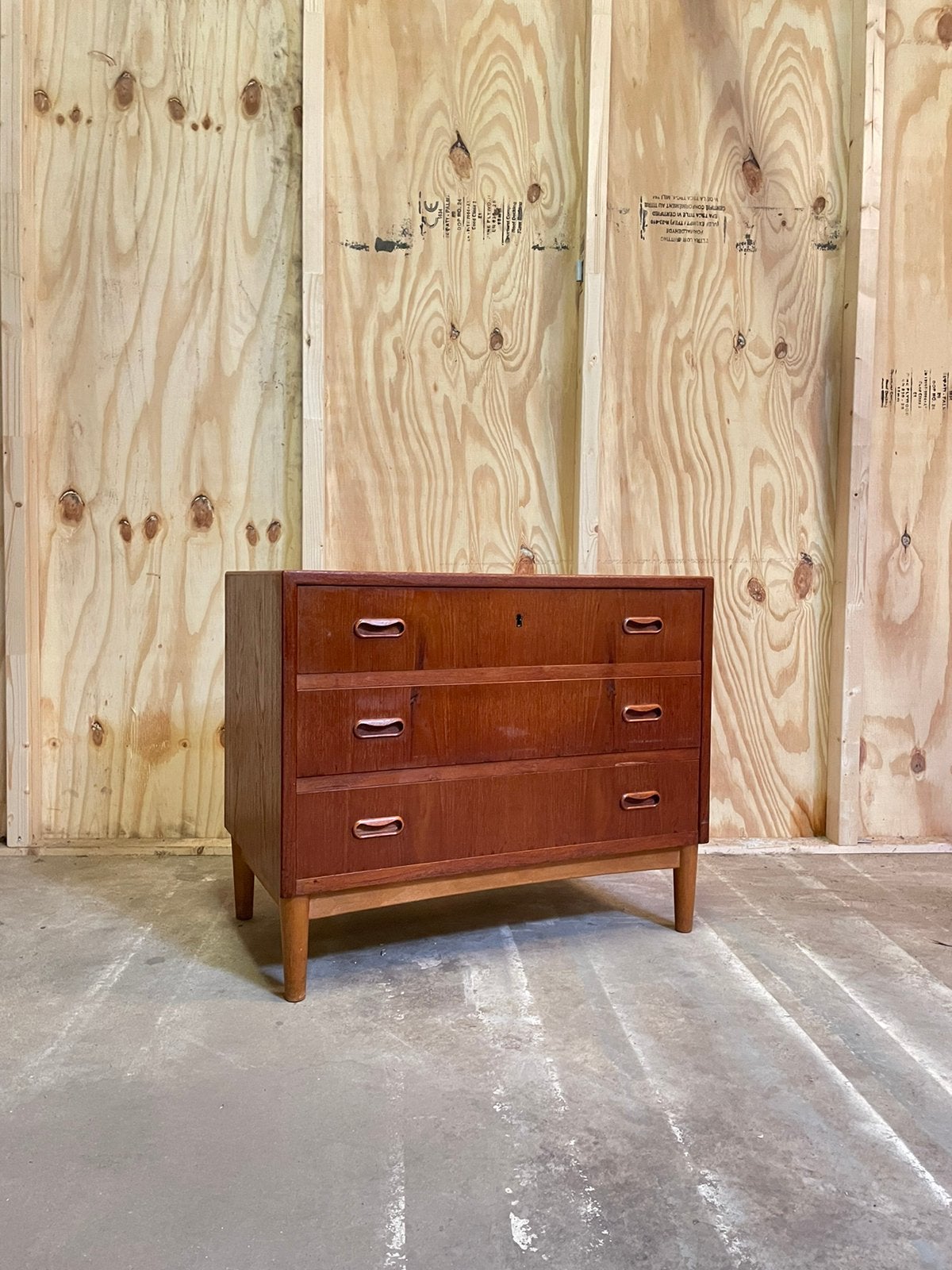 Vintage Deens design kastje ladekast retro teak eiken, Ophalen, Gebruikt, 50 tot 100 cm, 3 of 4 laden