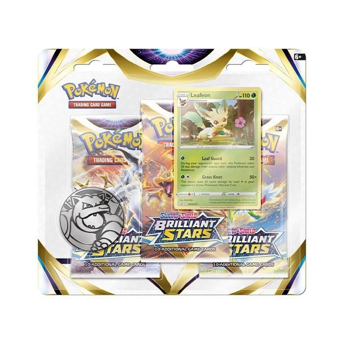 Pokemon Brilliant Stars 3 Pack Blister – Leafeon, Ophalen of Verzenden, Nieuw, Booster