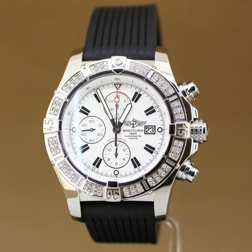 Breitling Super Avenger A13370 Diamant 2012, Gebruikt, Staal, Breitling, Polshorloge