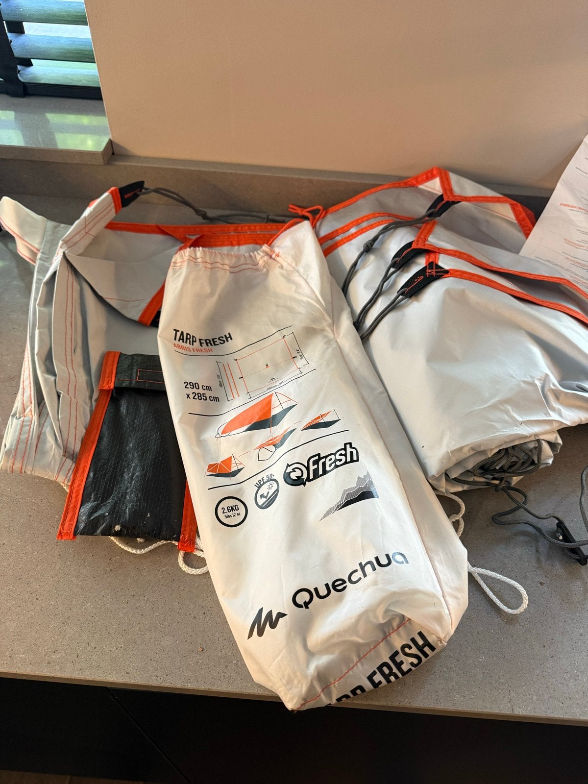Quechua Tarp Fresh - Luifel/Schaduwdoek (zonder stokken), Ophalen of Verzenden, Gebruikt, Tot en met 2