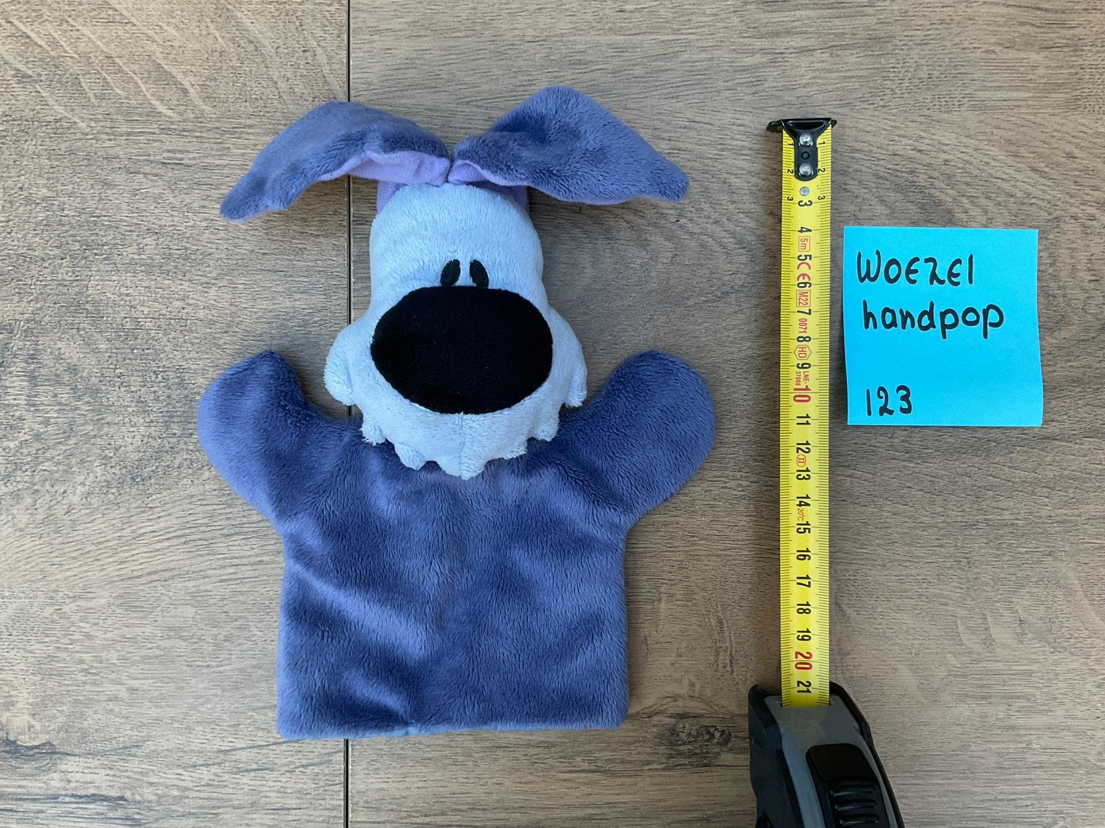 Zgan, niet kapot, Woezel pluche handpop van Woezel en Pip, Ophalen, Zo goed als nieuw, Hond