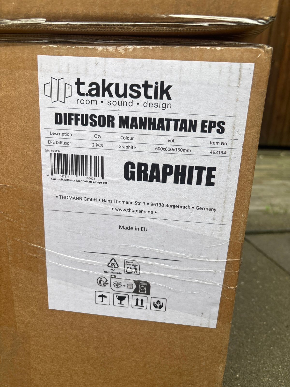 T.akustik Diffusor Manhattan EPS Graphite (4 stuks), Ophalen of Verzenden, Nieuw