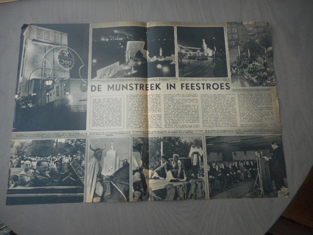 Staatsmijnen. Mijnstreek in feestroes. 1952., Ophalen of Verzenden, 1940 tot 1960, Nederland, Knipsel(s)