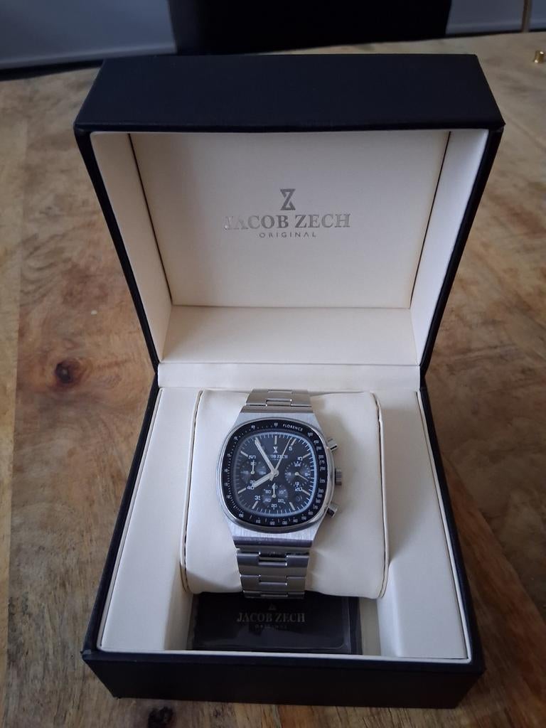 Jacob Zech Florence Zilver/Blauw Polshorloge, Ophalen of Verzenden, Zo goed als nieuw, Blauw, Jongen of Meisje