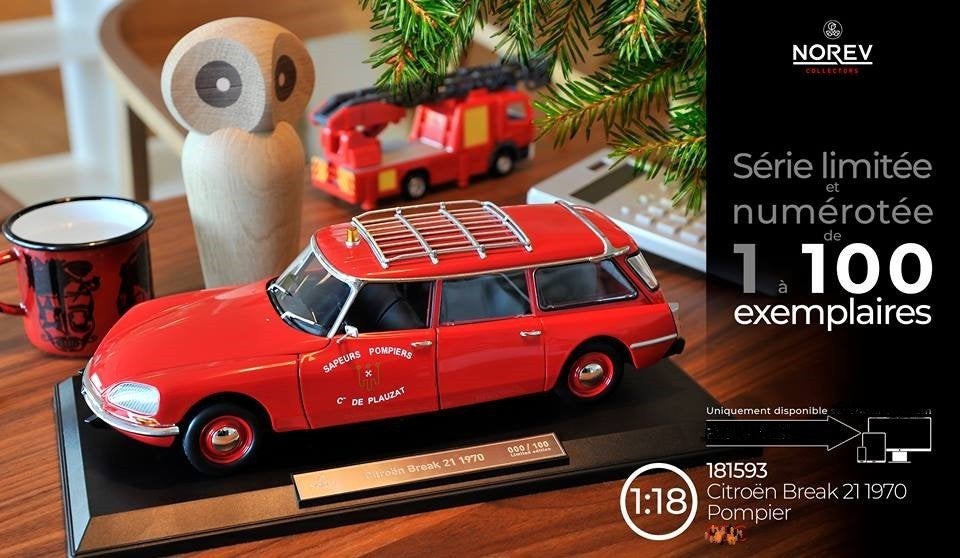 Citroen DS 21 Break Brandweer Pompiers 1970 Norev 181593, Ophalen of Verzenden, Nieuw, Auto, Norev