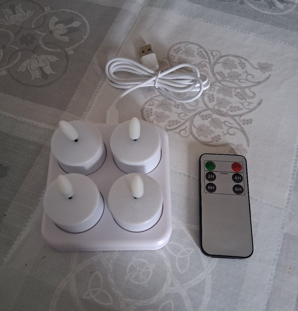 Led theelichten oplaadbaar, set van 4, Huis en Inrichting, Ophalen, Overige materialen, Wit, Zo goed als nieuw