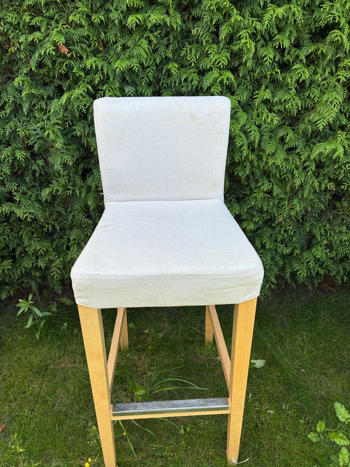 IKEA Henriksdal barkrukken met afneembare hoezen, Ophalen, Met voetsteun, 90 cm of meer, Hout