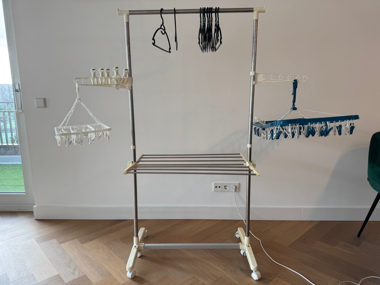 Large Clothes Drying Rack – Adjustable + Clip Hangers, Ophalen, Gebruikt