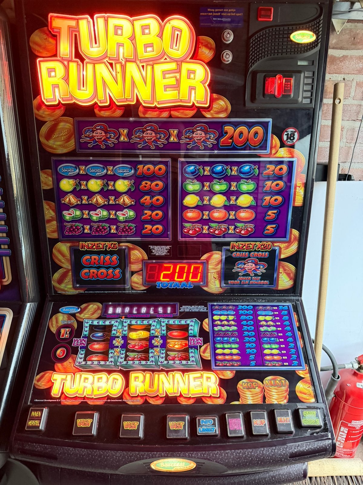 Gokkast fruitautomaat TurboRunner, Euro, Ophalen, Zo goed als nieuw, Met sleutels