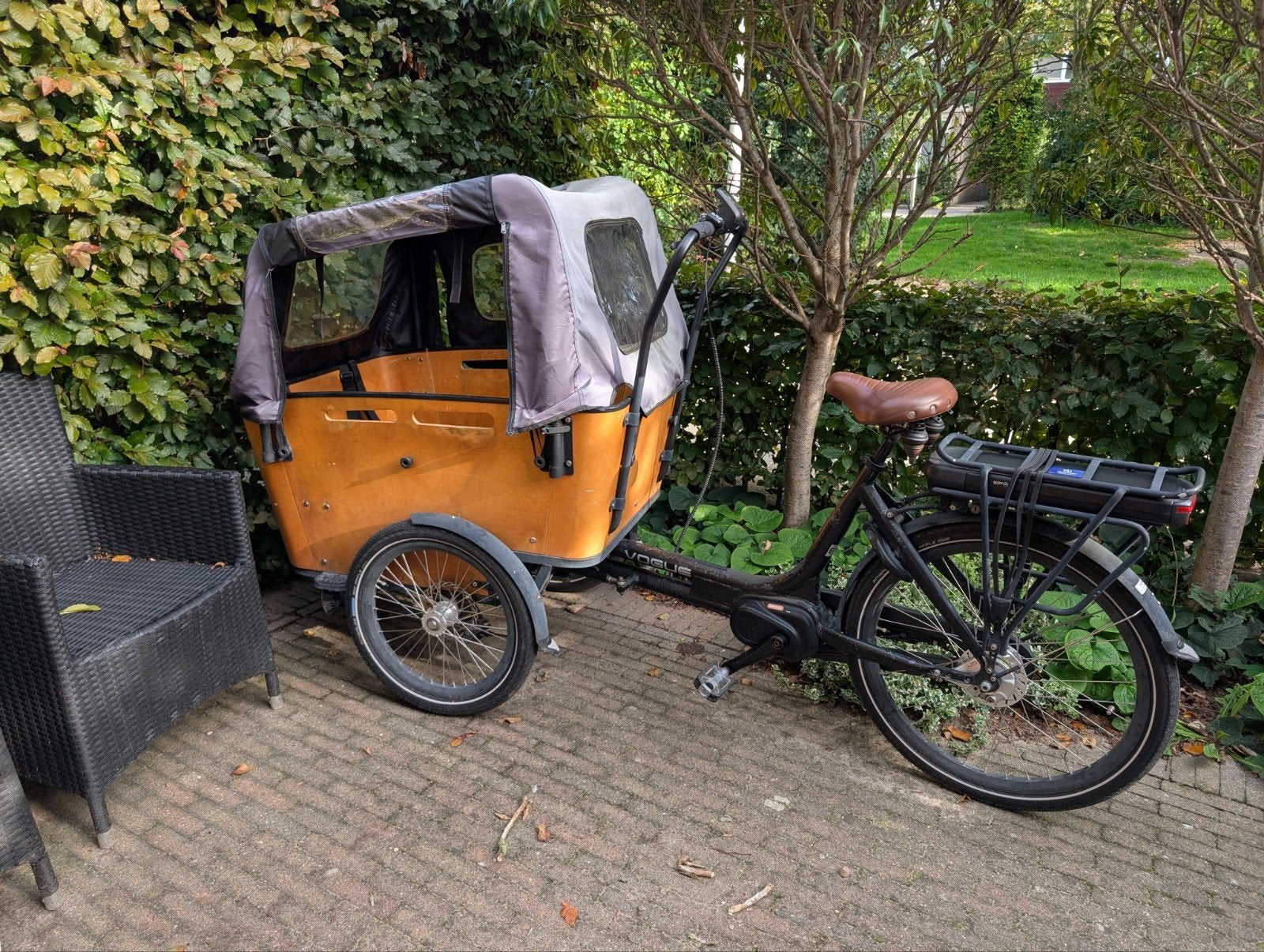 Vogue carry 3 elektrische driewieler bakfiets, nieuwe accu, Fietsen en Brommers, 4 kinderen of meer, Gebruikt, Elektrisch, Ophalen