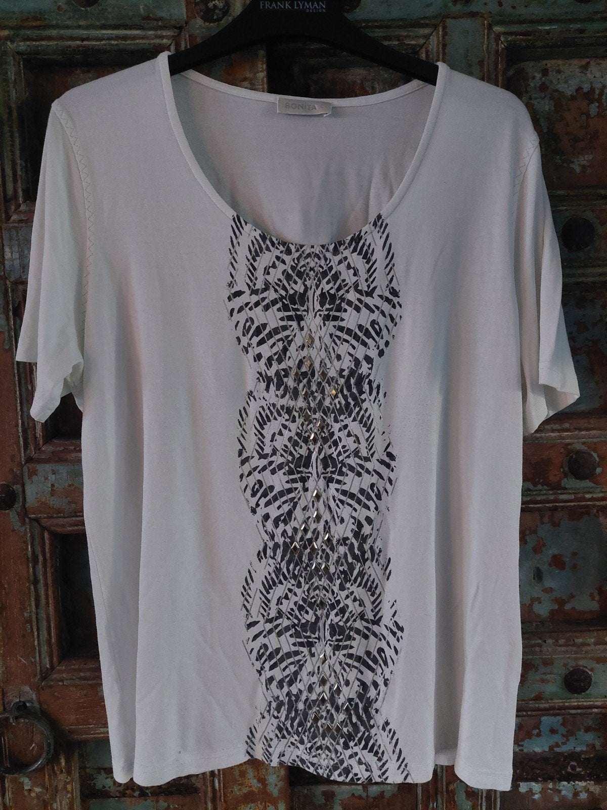 Bonita T-shirt met korte mouwen en studs - Maat L, Wit, Maat 42/44 (L), Bonita, Ophalen of Verzenden