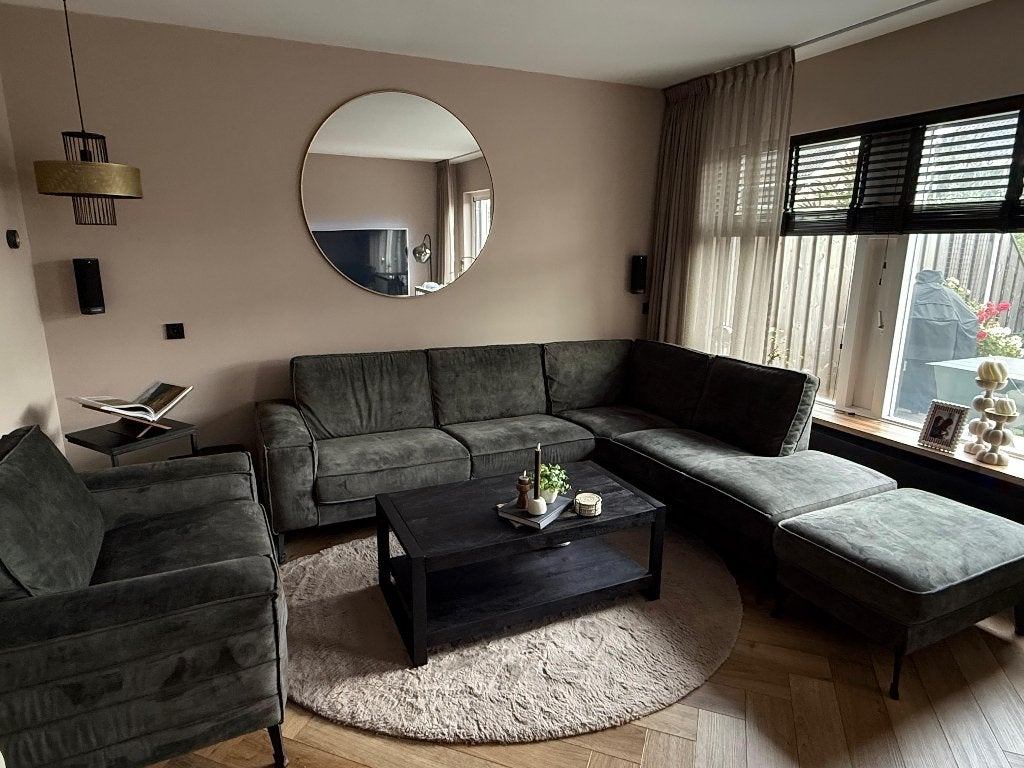 Haco Portland Complete Set | Hoekbank + fauteuil + poef, Ophalen, Zo goed als nieuw, Stof, Modern, Industrieel, hotel chique