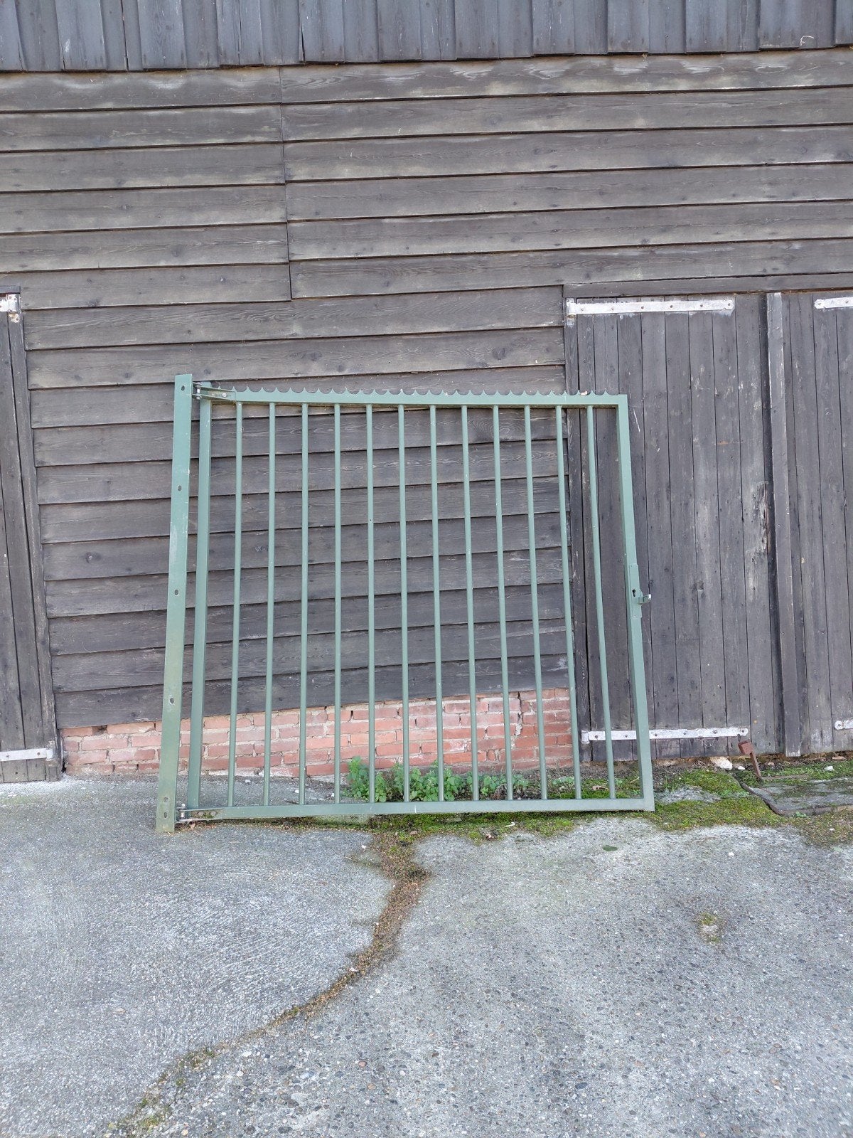Groen gegalvaniseerd poort 2.10m breed, 2m hoog, Tuin en Terras, Ophalen, Met poort, Gebruikt, Tuinhek