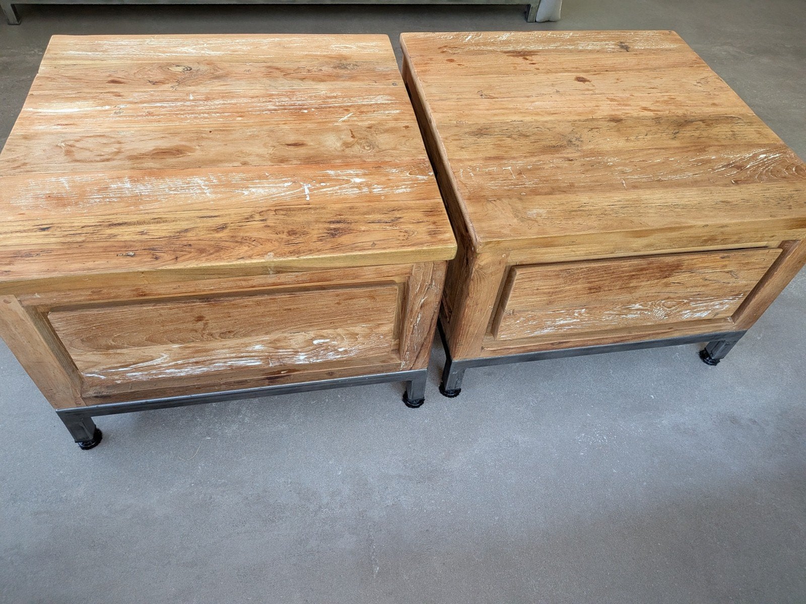 Teak salontafel/bijzettafel 2 stuks, Ophalen, Rond, 50 tot 100 cm, 50 tot 100 cm