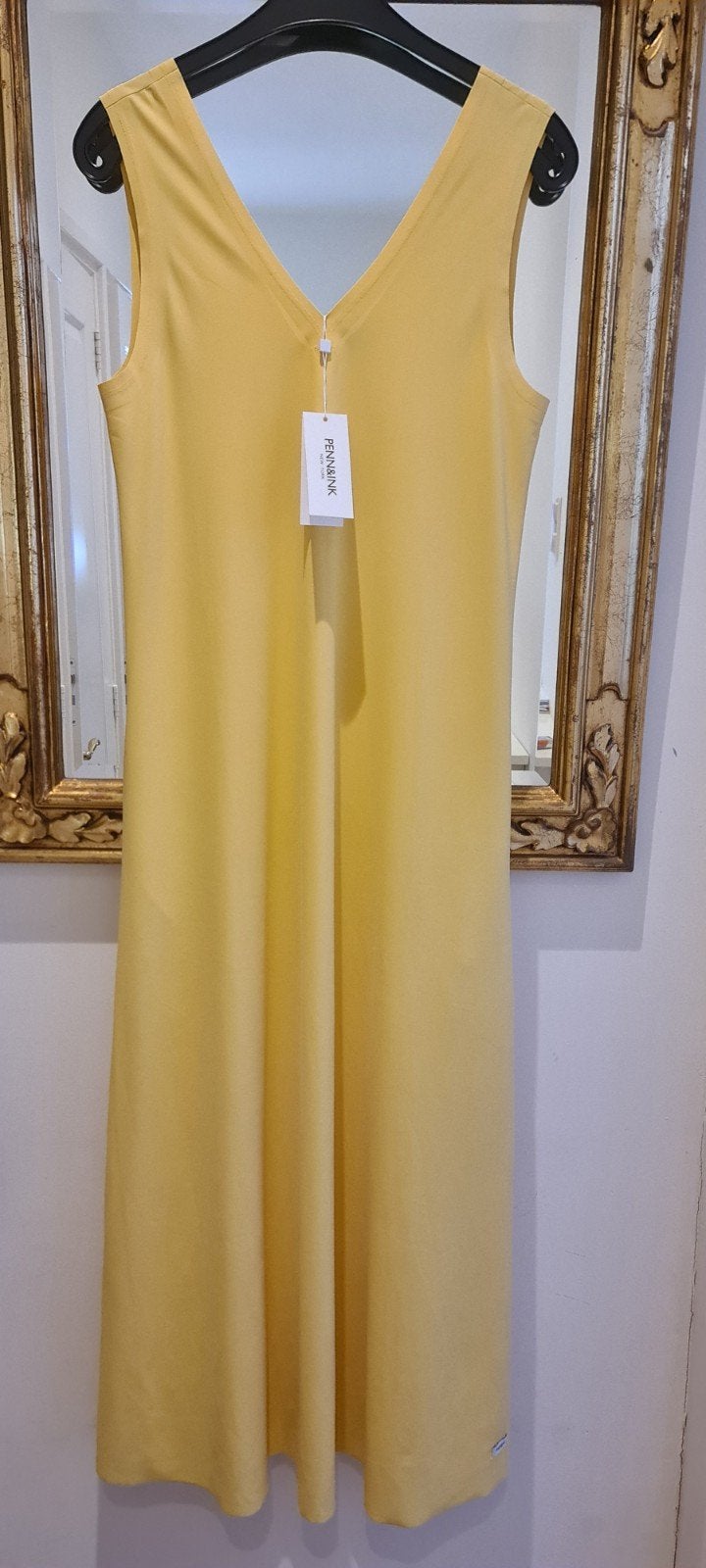 Gele jurk dress 36 S Penn&Ink N.Y. geel lange longdress, Penn & Ink, Geel, Nieuw, Ophalen of Verzenden