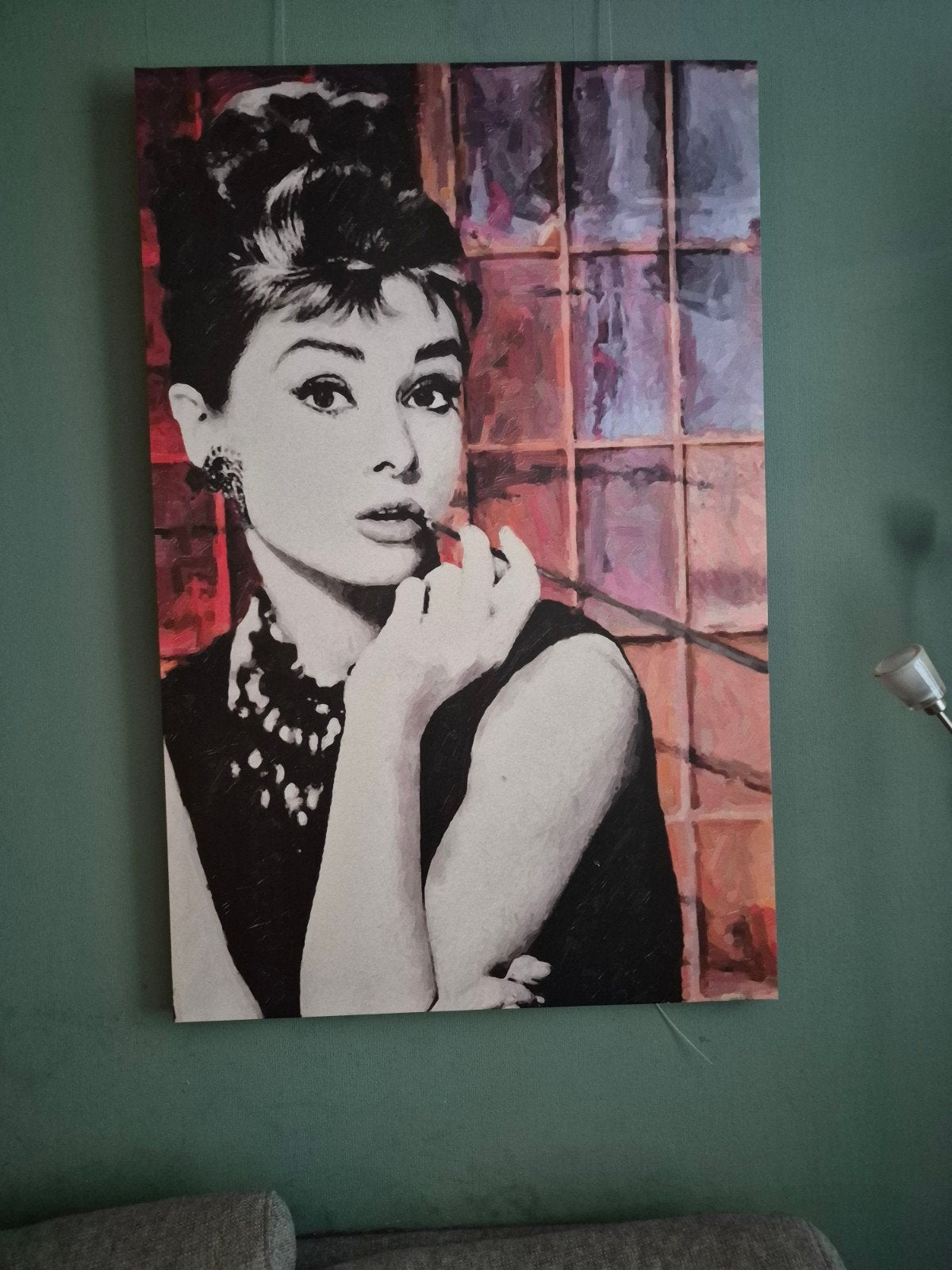 Audrey Hepburn Pop Art Schilderij, Antiek en Kunst, Kunst | Schilderijen | Modern, Ophalen, Acrylverf, Ophangklaar, Portret