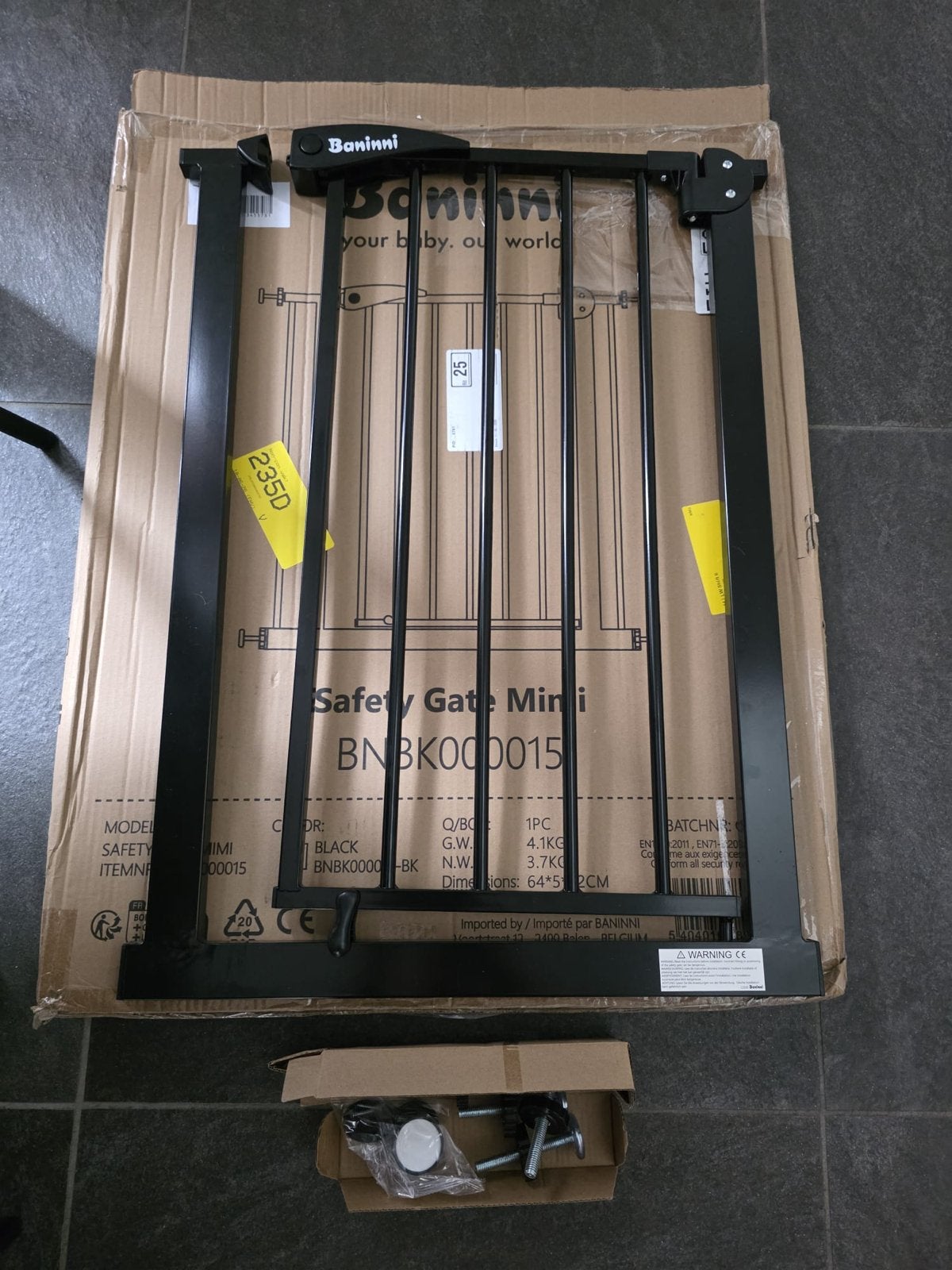 Baninni Safety Gate Traphekje Zwart (58-67 cm) zonder boren, Nieuw, Ophalen of Verzenden, Klemhekje, Metaal of IJzer