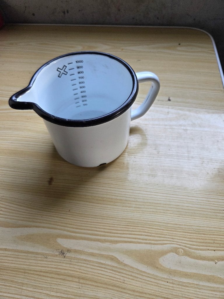maatbeker 1 liter emaille, Ophalen of Verzenden
