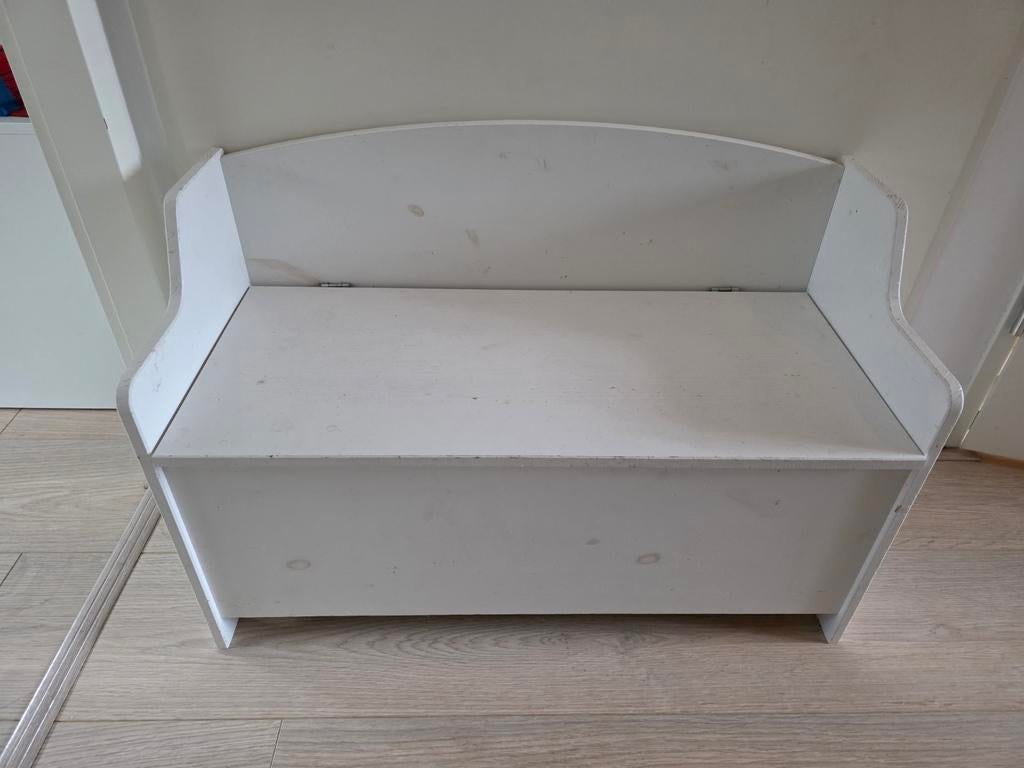 Witte houten opbergbank / speelgoedkist, Ophalen, Gebruikt, Overige typen