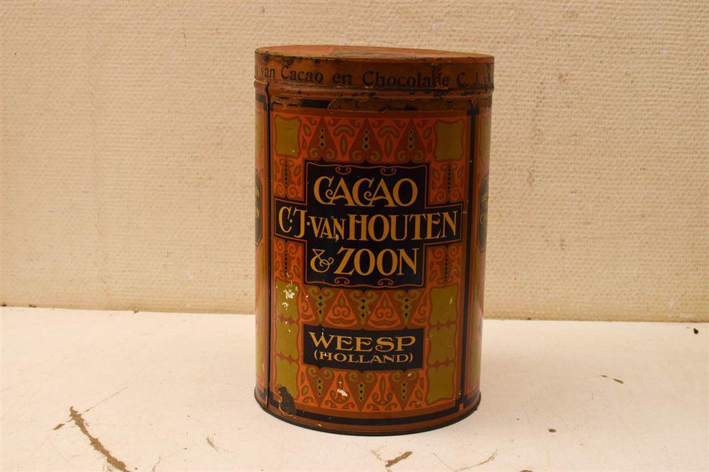 Cacao Cj Van Houten & Zoon Bewaarblik 45554, Verzamelen, Blikken, Ophalen of Verzenden, Gebruikt, Koek(jes)