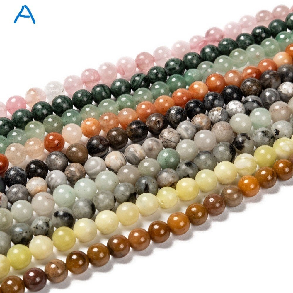 Voordeelpakket 10 snoeren halfedelsteen 8 mm. NatMix08A, Hobby en Vrije tijd, Kralen en Sieraden maken, Info.adorabeads@gmail.com
