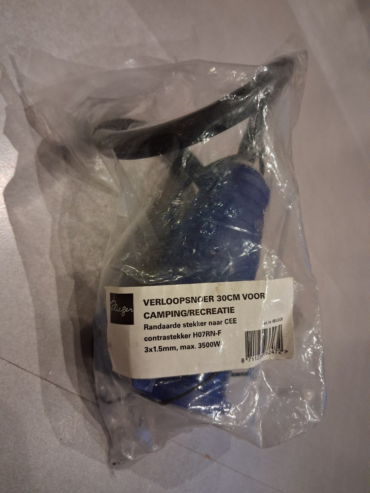Plieger Verloopsnoer 30cm - Camping/Recreatie CEE, Caravans en Kamperen, Ophalen of Verzenden, Nieuw