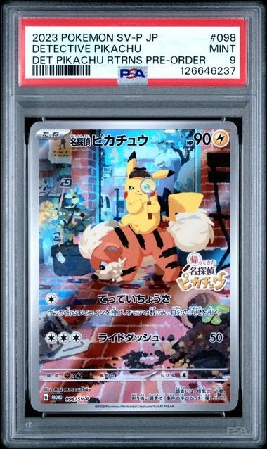 Detective Pikachu #098 PSA 9 Mint Pokémon Kaart, Ophalen of Verzenden, Zo goed als nieuw, Losse kaart