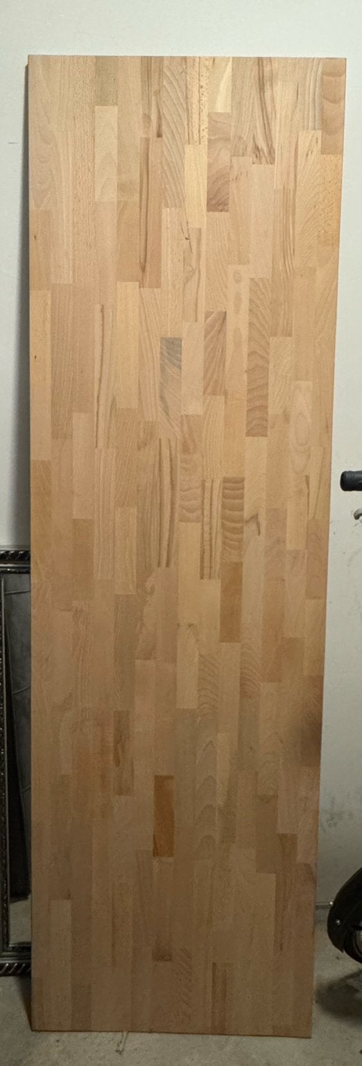 Houten tafelblad 200,5 x 61 cm + 2 schragen, Huis en Inrichting, Ophalen, Zo goed als nieuw, 75 m² of meer