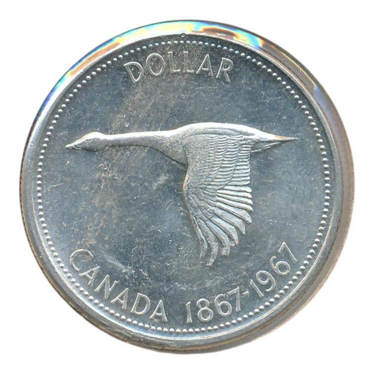 Canada 1 Dollar 1967 100e verjaardag Canada, Postzegels en Munten, Munten | Amerika, Losse munt, Noord-Amerika, Zilver, Ophalen of Verzenden