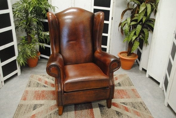 schapenleren fauteuil, Huis en Inrichting, Fauteuils, Ophalen, Gebruikt, 75 tot 100 cm, Leer