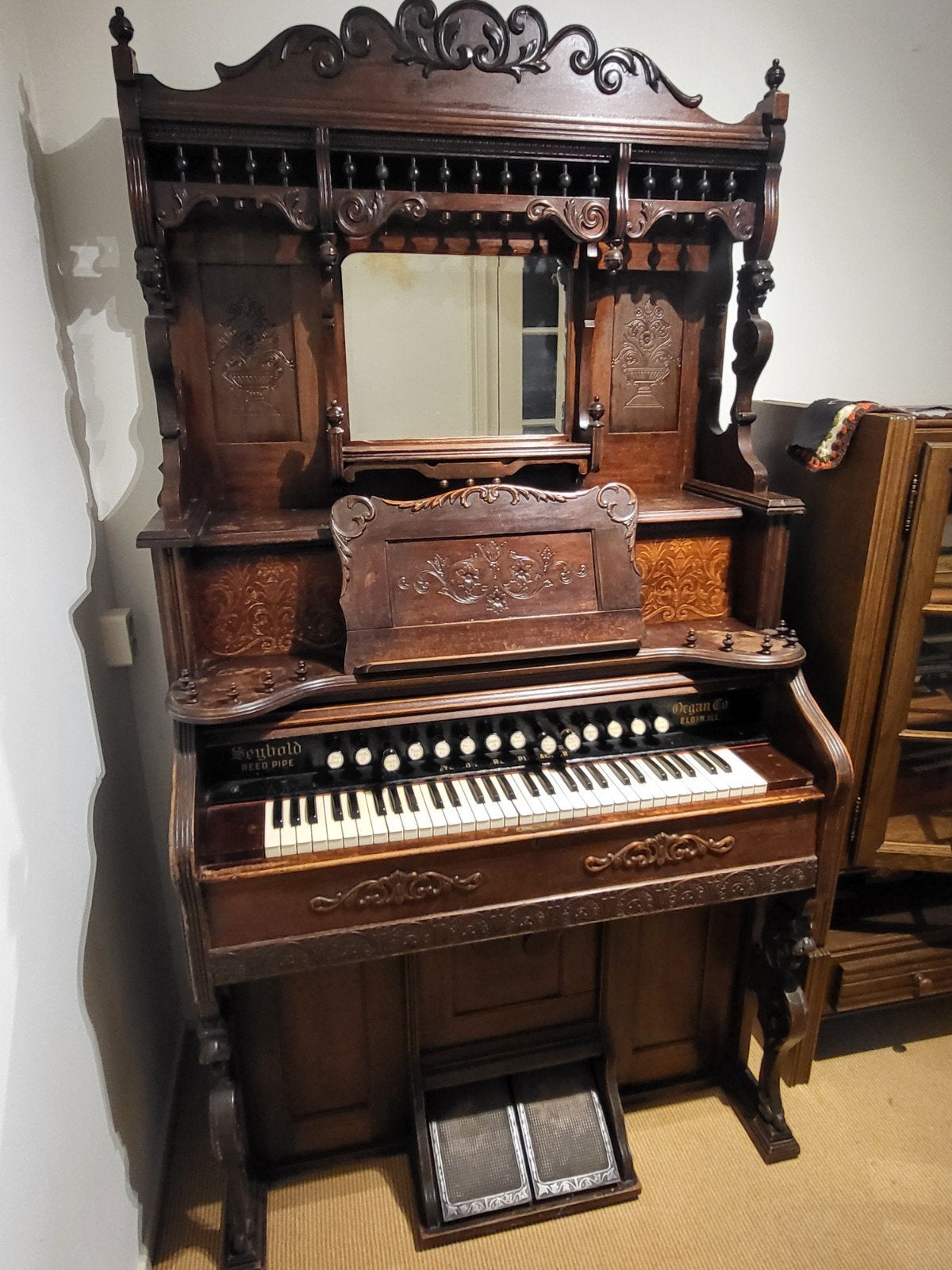 Antiek Seybold Reed Pipe Harmonium - Prachtig Houten Orgel, Muziek en Instrumenten, Ophalen, Gebruikt, 1 klavier, Harmonium