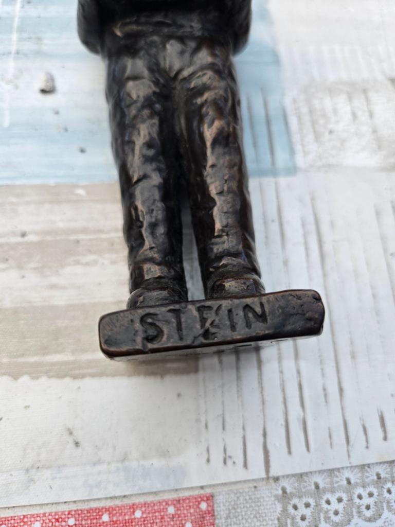 Vintage Bronzen Beeldje 'Stein' - Man met Hoed, Antiek en Kunst, Kunst | Beelden en Houtsnijwerken, Minder dan 20 cm, Gemerkt