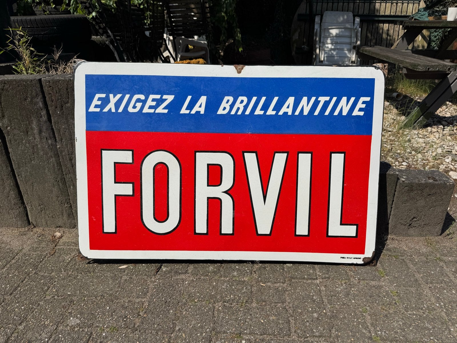 Vintage Forvil Emaille Reclamebord - Exigez La Brillantine, Ophalen